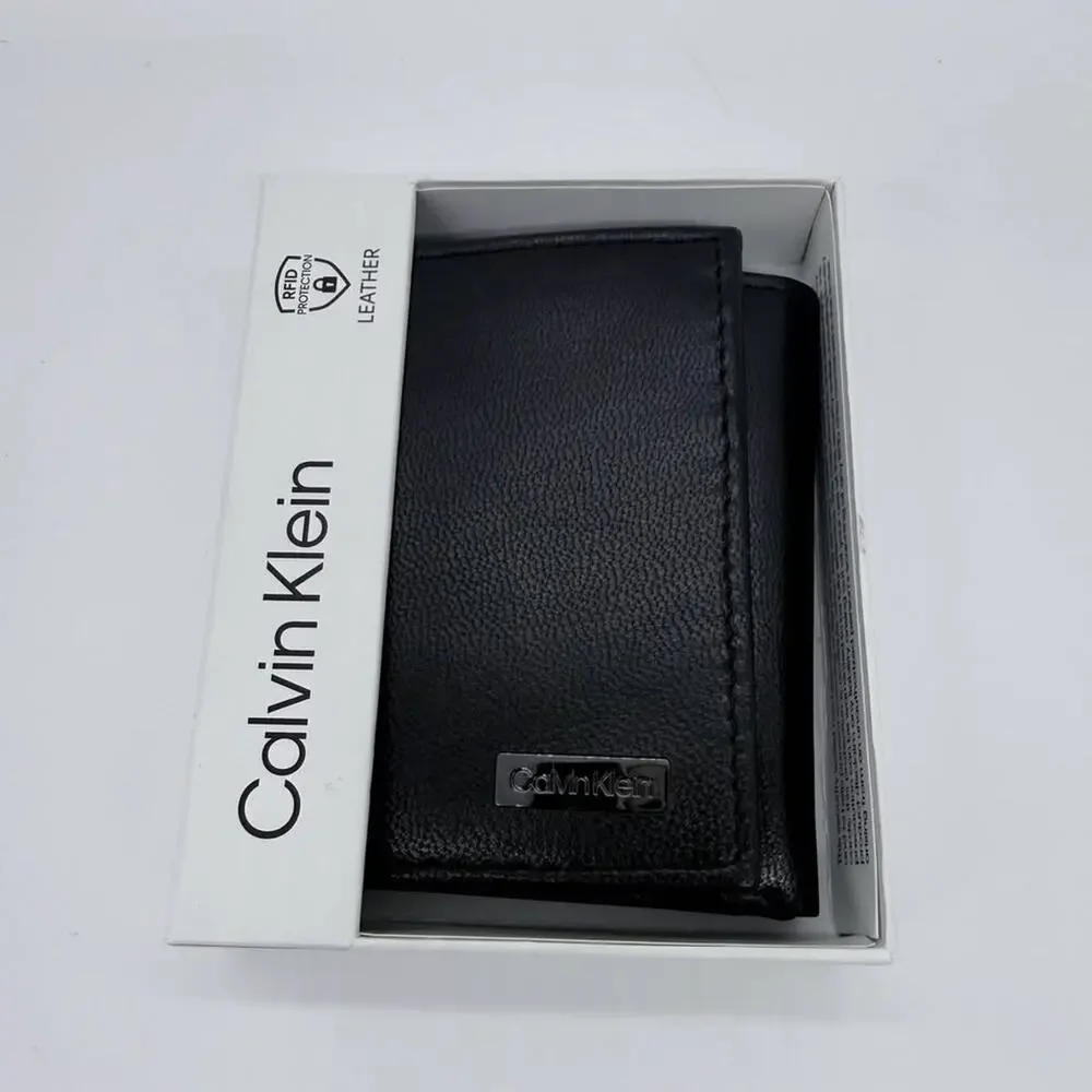 NEW Calvin Klein Genuine Leather Trifold Wallet
